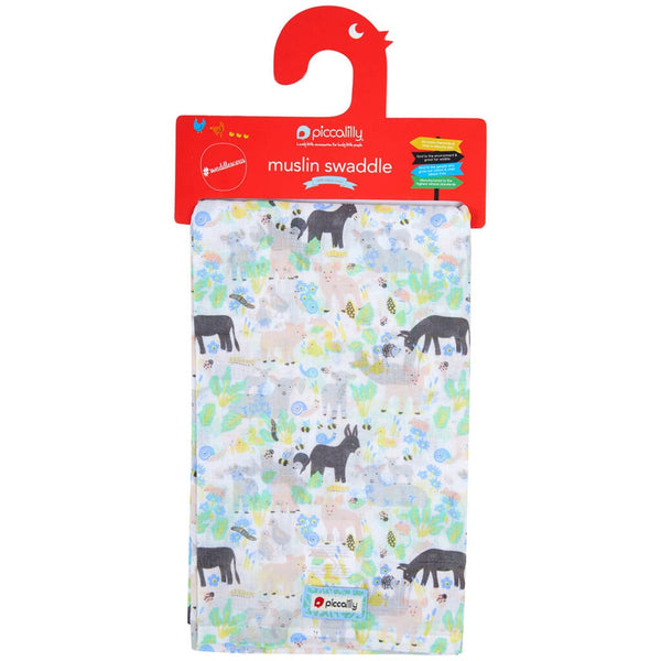 Piccalilly Muslin Swaddle Organic Cotton Country Friends
