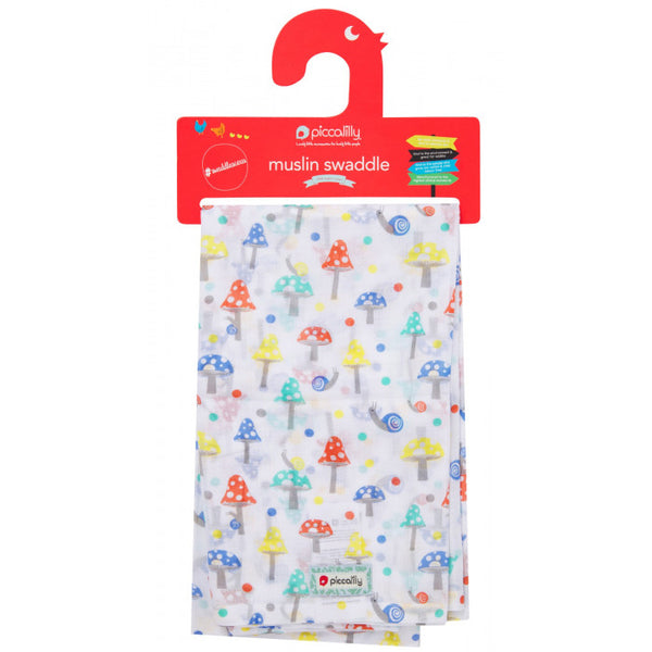 Piccalilly Muslin Swaddle Organic Cotton Toadstool