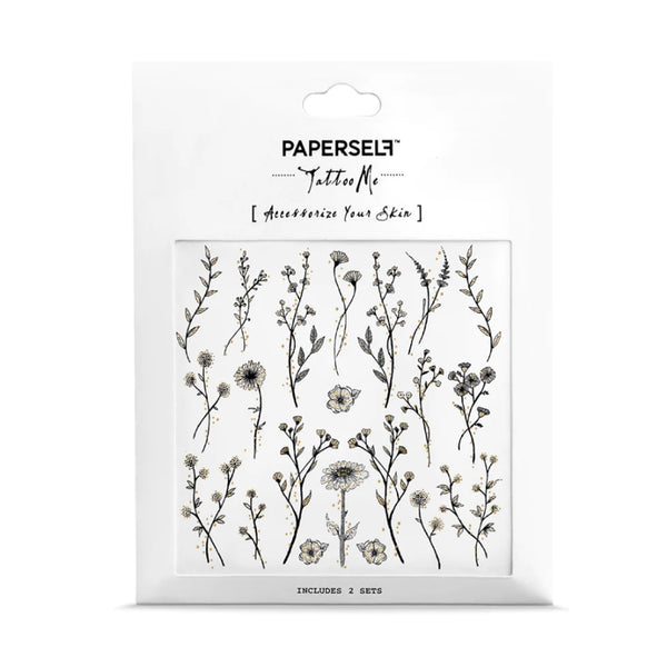 Paperself  Temporary Tattoos Two Sheets Wildflowers