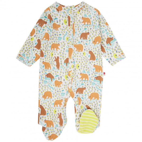 Piccalilly Sleepsuit Footed Romper Organic Cotton Baby Bear