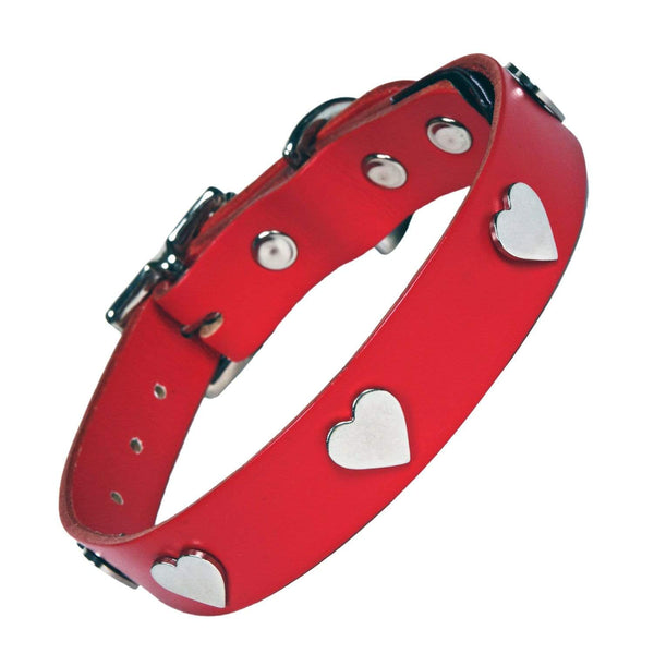 Creature Clothes Size 2 Red Silver Hearts Dog Collar