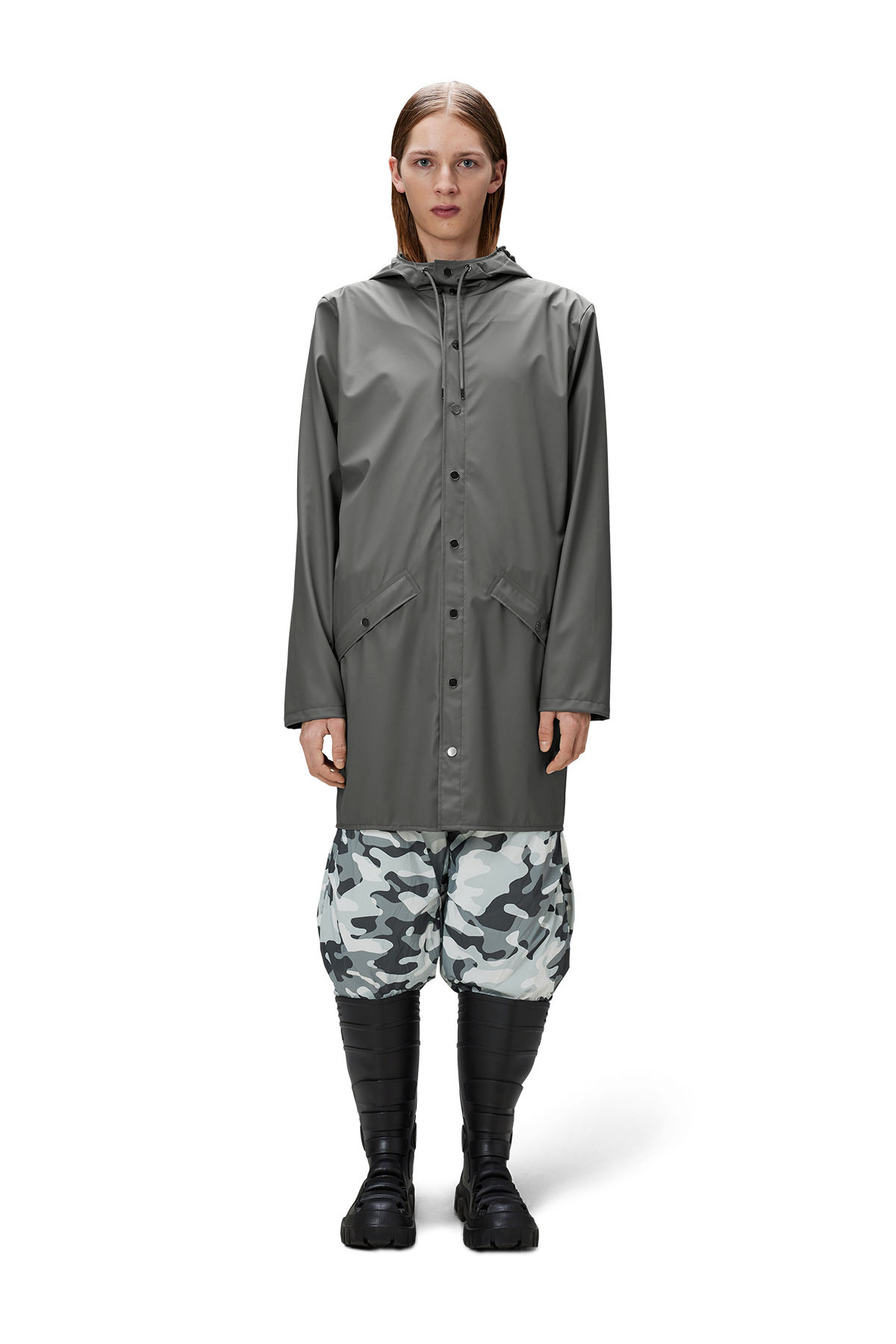 Rains 12020 Long Jacket Grey