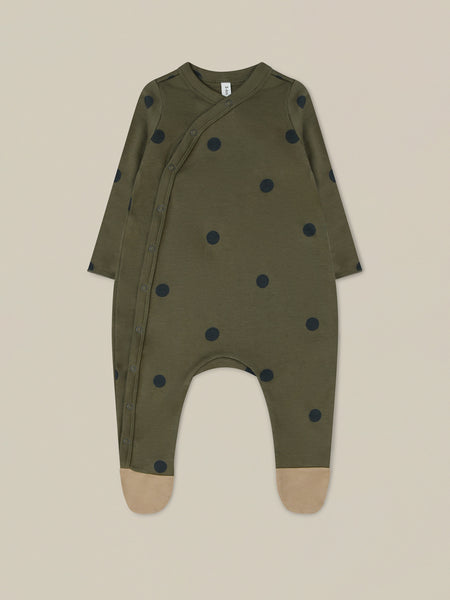 Organic Zoo Olive Dots Suit With Contrast Feet