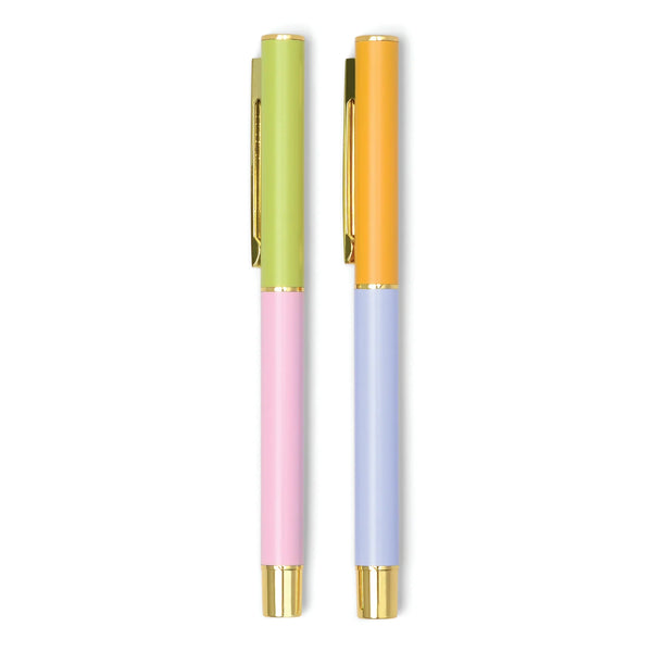 Designworks Ink Colourblock Pens Set Of 2 - Lilac And Cornflower
