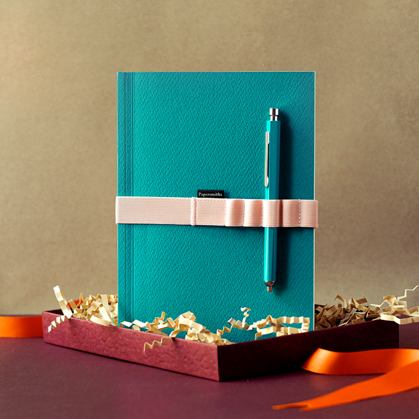 Papersmiths Calypso Notebook, Pen And Band Trio - Primo Ballpoint Pen / Ruled Paper