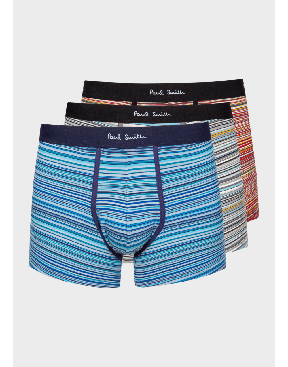 Paul Smith 3 Pack Underwear Col: Black With Red/purple/teal Waistband,