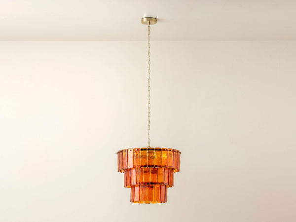 houseof Amber Glass 3 Tiered Chandelier