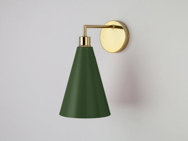 houseof Olive Green Cone Shade Wall Light