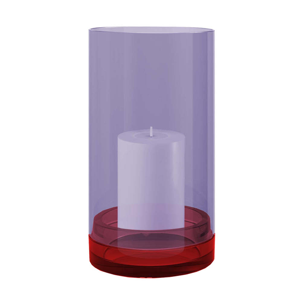 Remember Remember Pillar Candle Lantern In Glass Lucius Xl Design Violet & Orange Colours
