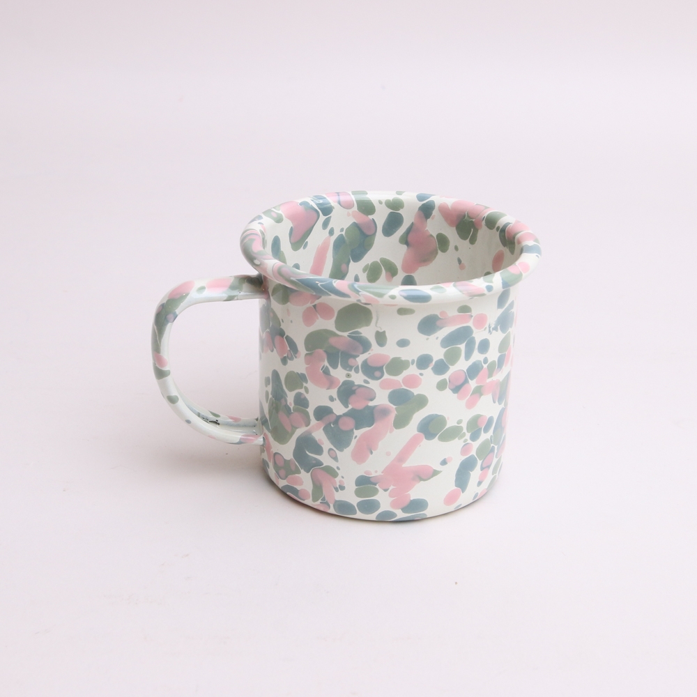 Enamel Splatterware Mug Sage/hibiscus