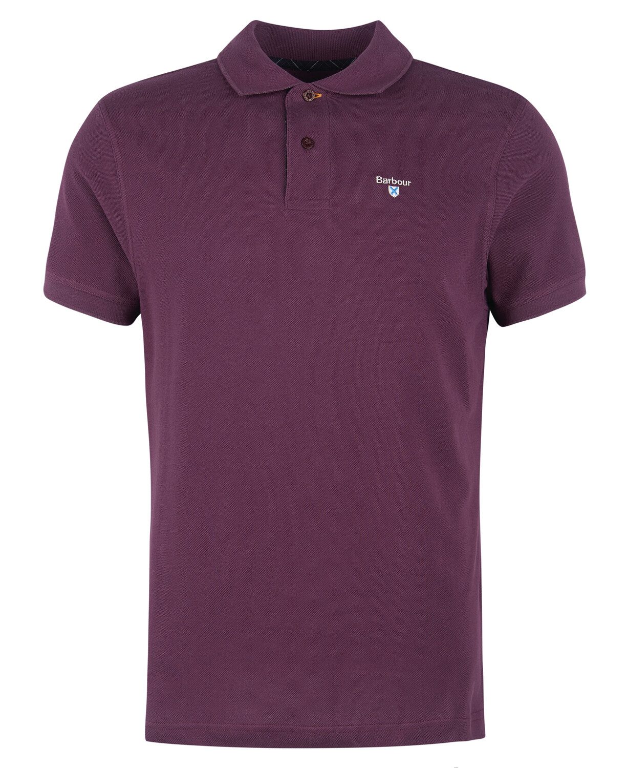 Barbour Purple Pique Cotton Tartan Trim Polo Shirt 