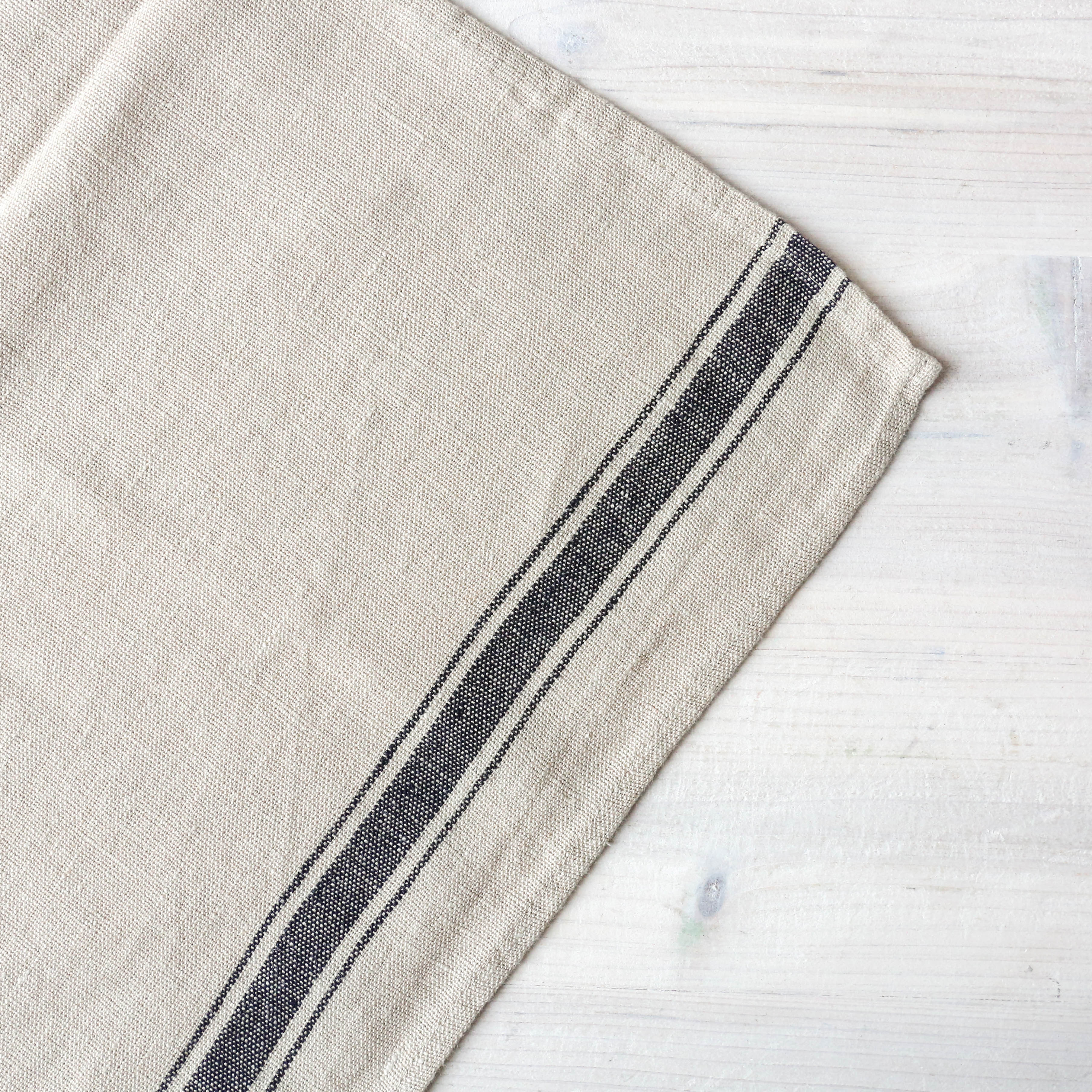 Berylune Washed Linen Stripe Tea Towel - Natural