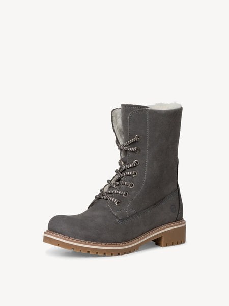 Tamaris Lace-up Suede Boots In Anthacite
