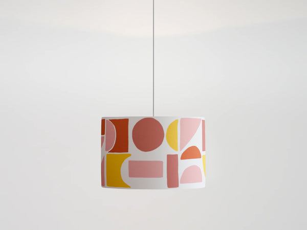 houseof Large Pink and Yellow Tiles Printed Light Shade