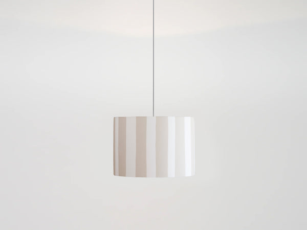 houseof.com Small White and Sand Stripe Printed Lamp Shade