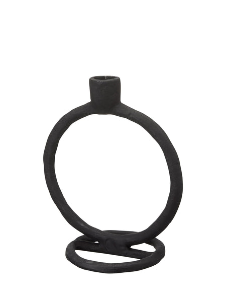 wikholm-form-naira-round-matt-black-candle-holder