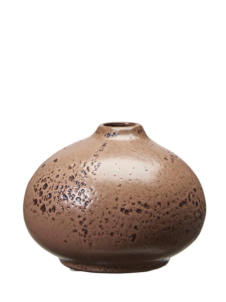 Wikholm Form Kornelia Round Brown Stoneware Vase / Candle Holder