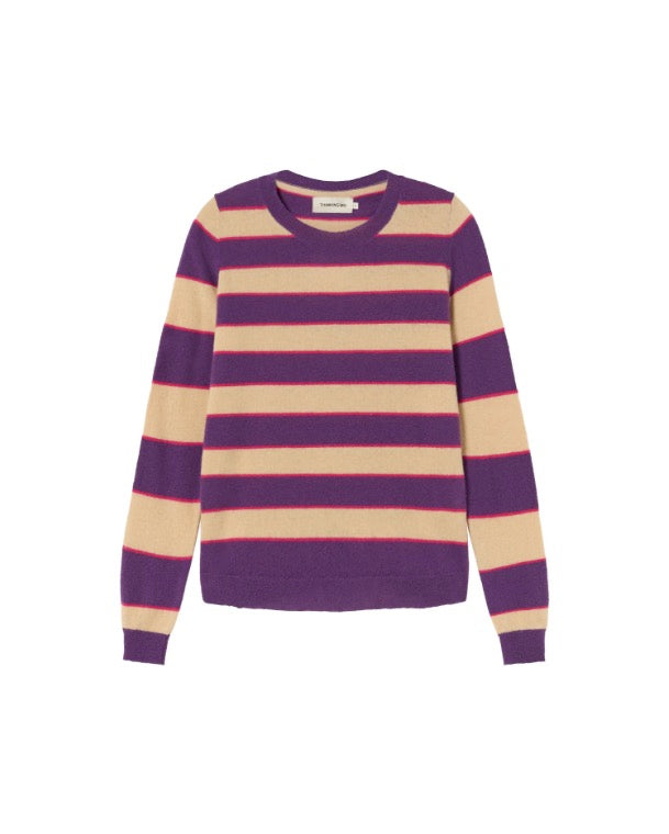 Thinking Mu Violet Striped Zoe Lana Merino Sweater
