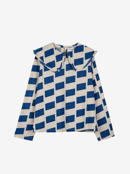 Anorak Bobo Choses Wide Collared Blouse Shirt Blue White