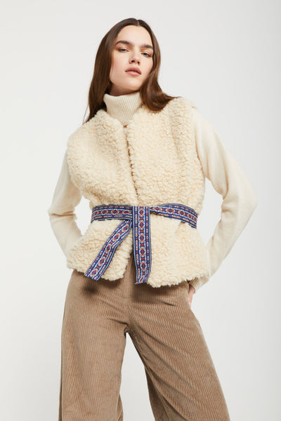 Ottod'Ame  Wool-blend Gilet With Belt - Ivory