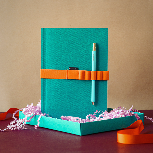 Papersmiths Calypso Notebook, Pen And Band Trio - Everyday Pen / Dot Grid Paper