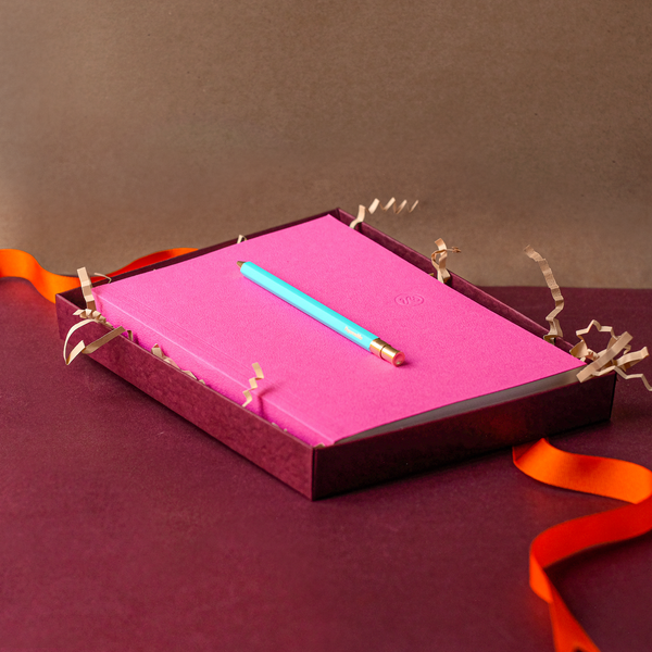 Papersmiths Fuchsia Notebook And Pen Duo - Everyday Pen / Dot Grid Paper