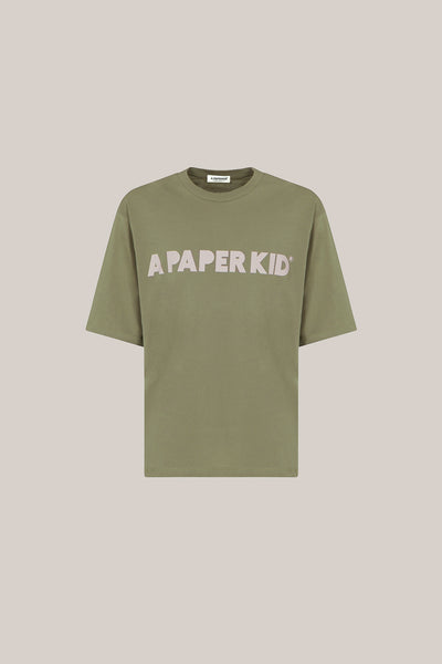 A Paper Kid Front Logo T-shirt Sage Green