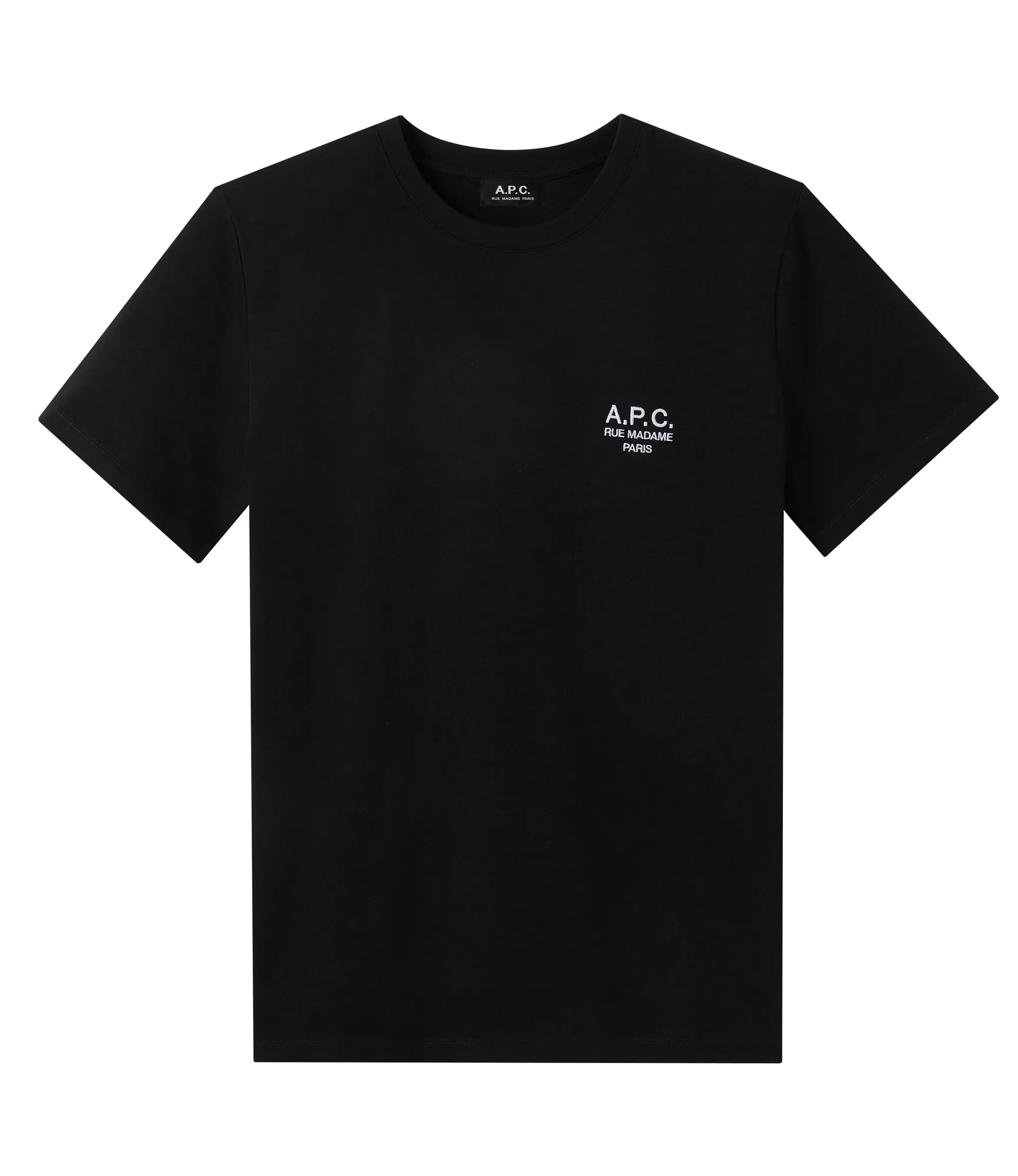 A.P.C. Raymond T-shirt Black T-shirt in thick cotton with logo embroidered over the heart.