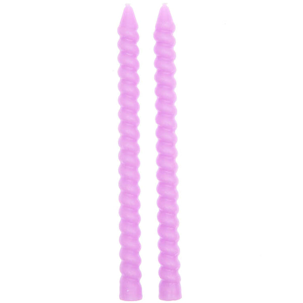 Rico Design Pair Of Lilac Spiral Taper Candles