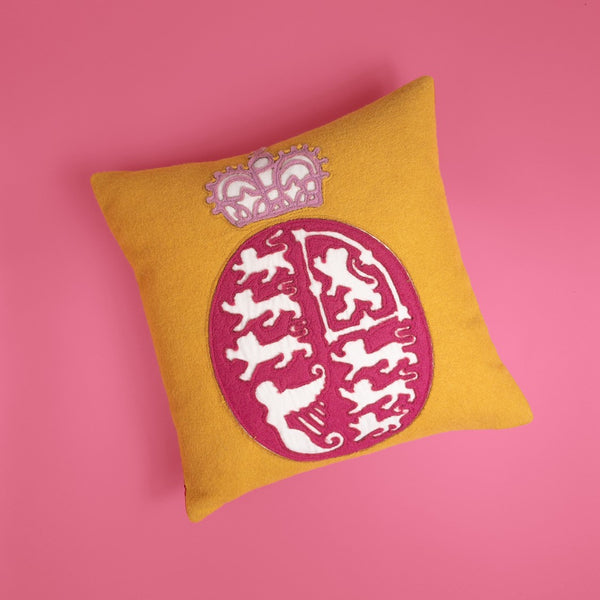 Lorouc Coronation Cushion - Royal Coat Of Arms -gold
