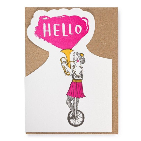 Archivist Hello French Horn Lady Card