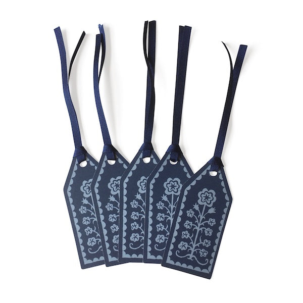Cambridge Imprint Pack Of 5 Gift Tags With Ribbon-navy