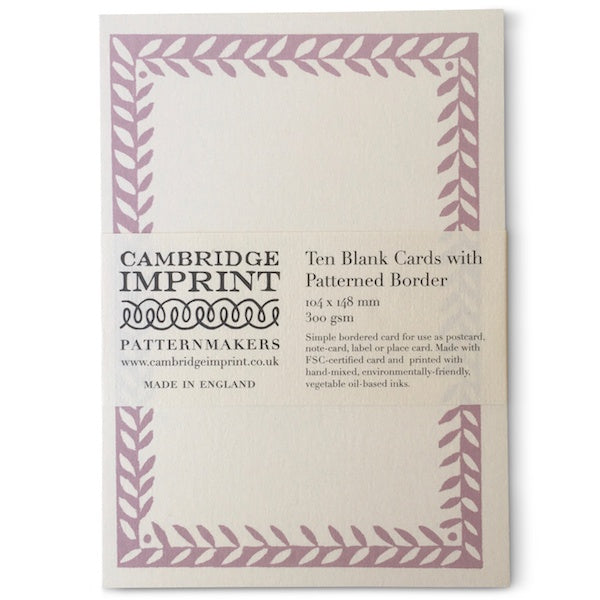 Cambridge Imprint 10 Postcards With Patterned Border In Cupboard Pink
