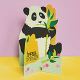 Raspberry Blossom Panda Greeting Card