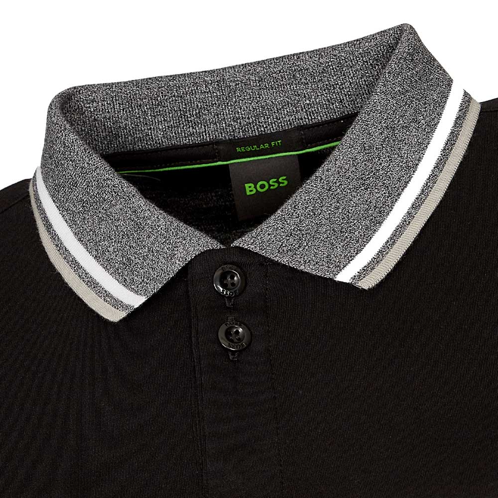 BOSS Green Plisy Collar Stripe Mens Long Sleeve Polo Shirt - Mens