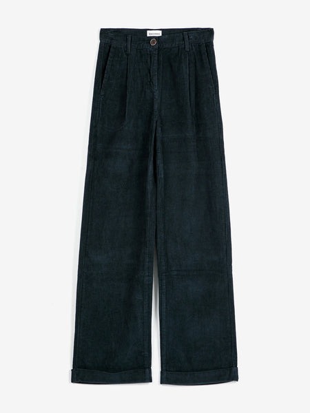 Anorak Bobo Choses Pleated Cord Trousers Wide Leg Navy