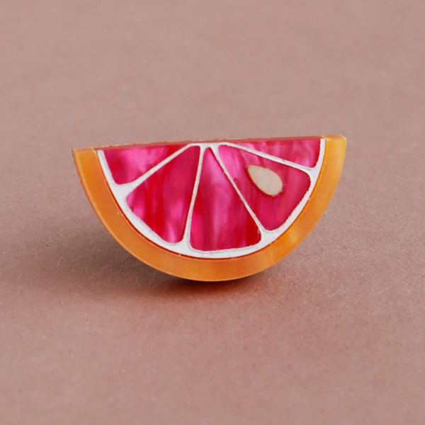 Wolf & Moon Grapefruit Slice Pin