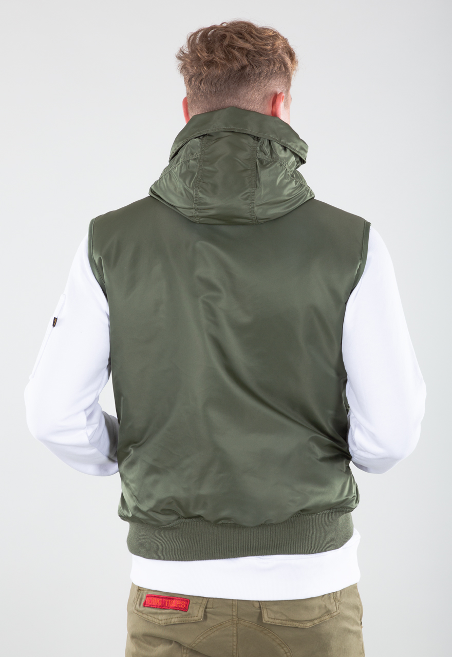 Trouva: Alpha Industries Hooded Ma-1 Vest Sage Green