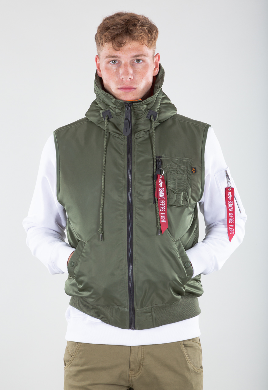 Trouva: Alpha Industries Hooded Ma-1 Sage Vest Green