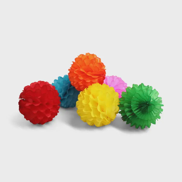The Conscious Honeycomb Puff Ball 10cm Rainbow, Set Of 6