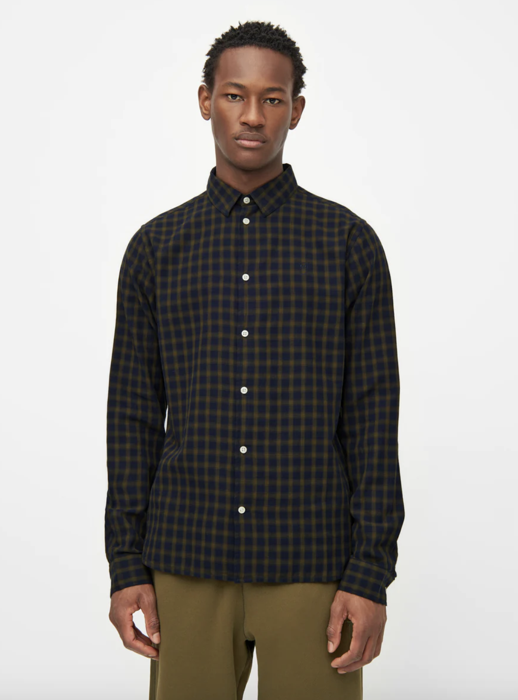 Knowledge Cotton Apparel  1090057 Regular Fit Small Checked shirt Blue Check