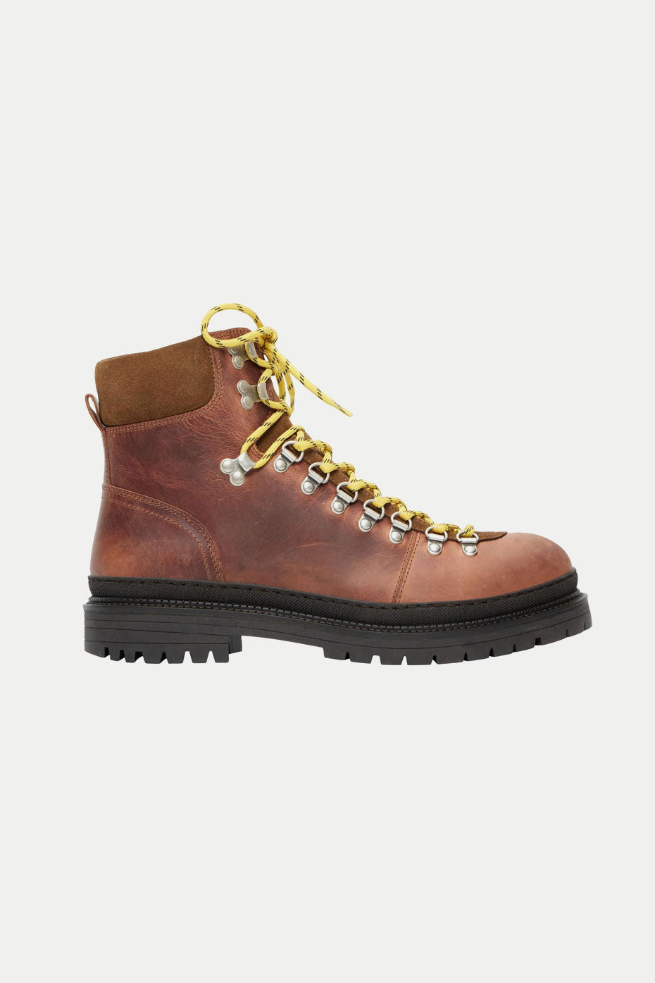 Selected Homme Cognac Landon Leather Hiking Boot