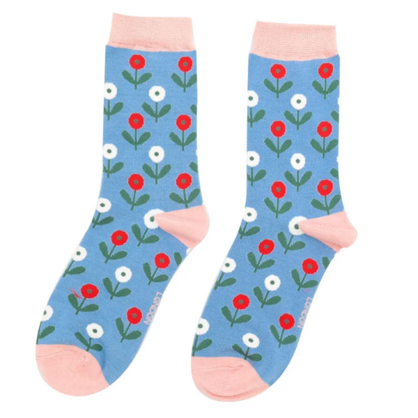 Miss Sparrow Sks381 Fun Floral Socks Denim