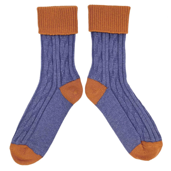 Catherine Tough Cashmere Slouch Socks - Lilac & Saffron