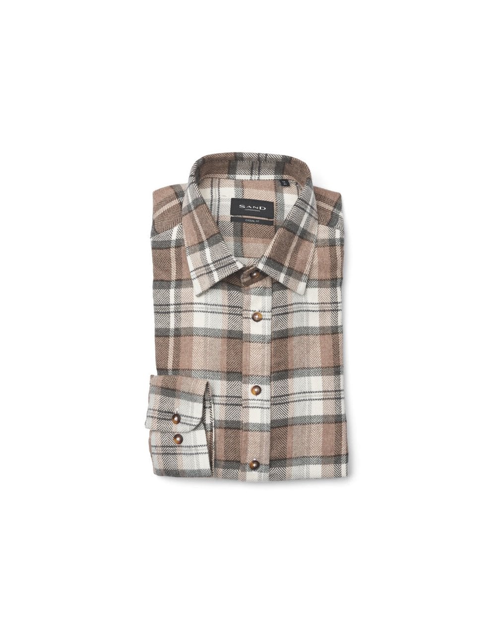 SAND Simon N Flannel Check Shirt Col: 240 Brown Multi, Size: 41