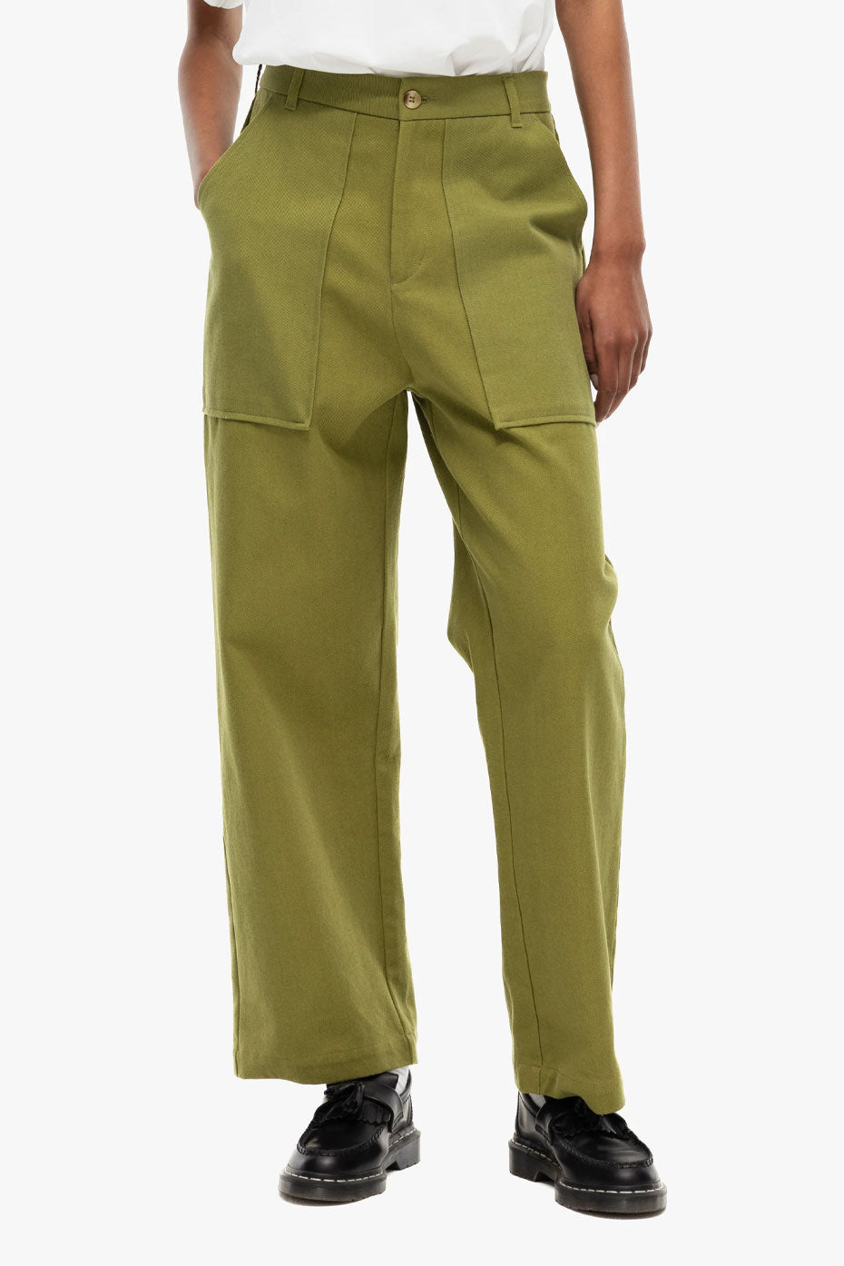 Our Sister Green Animal Contrast Stitching Pants