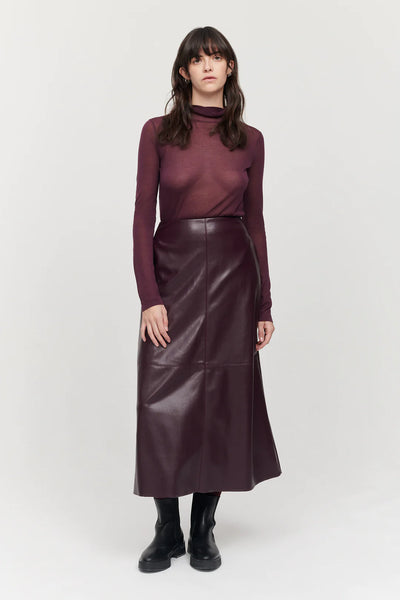 JAKKE Jakke Molly Midi Faux Leather Skirt - Burgundy