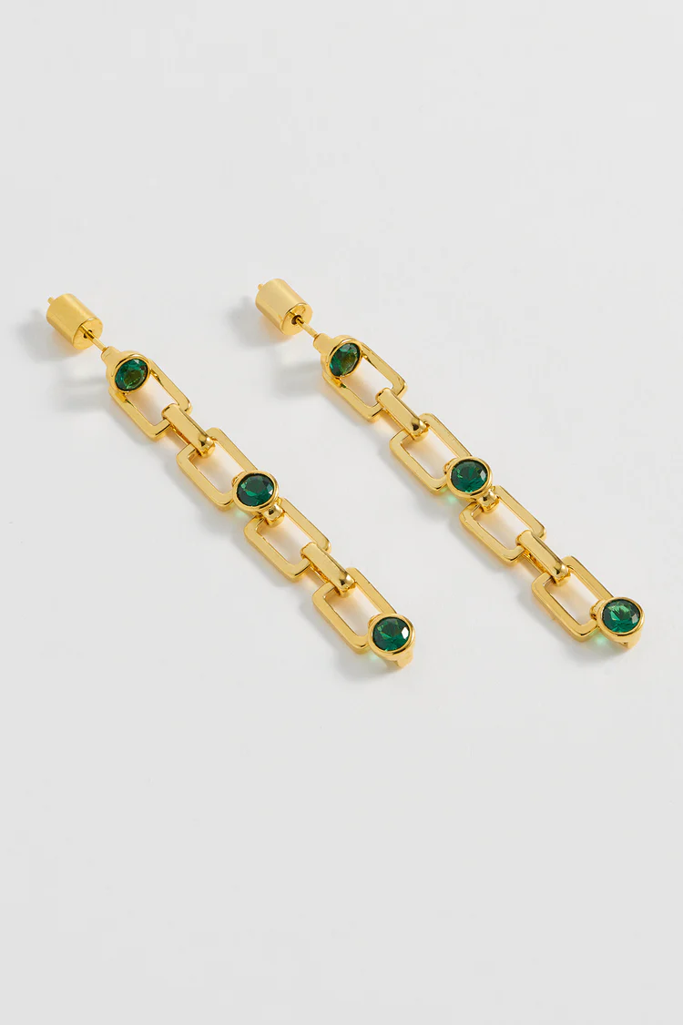 Estella Bartlett  Green Gemstone Square Link Earrings