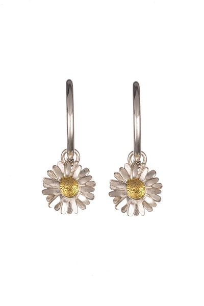 Amanda Coleman Sterling Silver and Gold Daisy Hoops