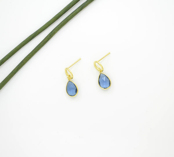 Schmuckoo Circle Post Blue Iolite Gold Plated Earrings